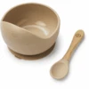 Elodie Silikonschüssel Mit Löffel, Pure Khaki -Babyprodukte elodie silikonschuessel mit loeffel pure khaki a372176