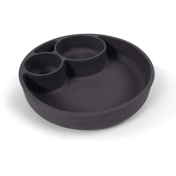 Filibabba Geteilter Silikon Teller - Stone Grey 3 Filibabba Geteilter Silikon Teller - Stone Grey