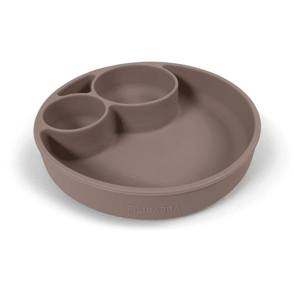 Filibabba Geteilter Silikon Teller - Warm Grey 3 Filibabba Geteilter Silikon Teller - Warm Grey
