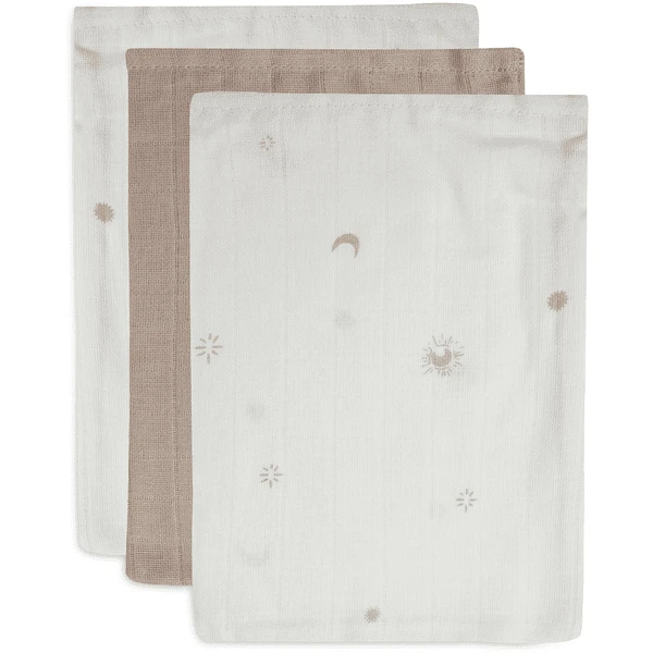 Jollein Waschlappen Musselin 3er-Pack Stargaze Biscuit 3 Jollein Waschlappen Musselin 3er-Pack Stargaze Biscuit