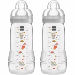 MAM Babyflasche Easy Active™ 330 Ml, Weltall Grau Im Doppelpack